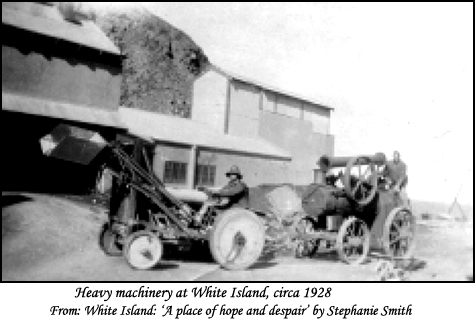 Heavy machinery at White Island - circa 1928