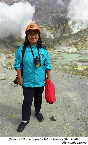 Myrna at the main vent - White Island - March 2017