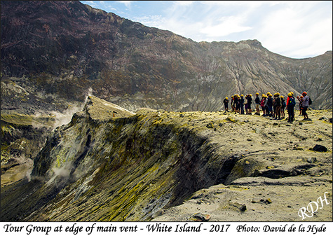 Tour group at the edge of the main vent - White Island