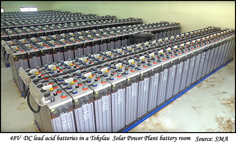 48V lead acid batteries in a Tokelau battery room