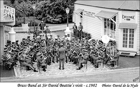 Brass Band at the occassion of Sir David Beattie's visit circa 1982