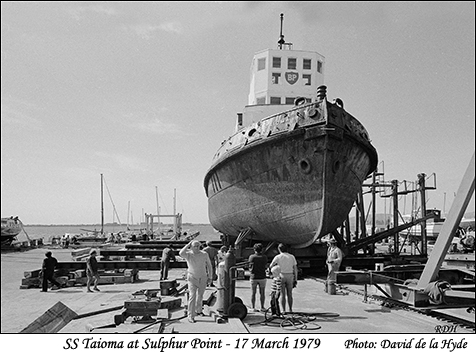 Bob Owens? and SS Taioma at Sulphur Point 17 Mar. 1979