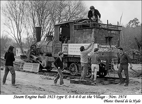 Steam engine from Saroma Sawmills which was built in 1923 - type E 0-4-4-0 at the Tauranga Historic Village Nov. 1974