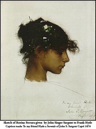 Rosina Ferrara picture given by John Singer Sargent to Frank Hyde