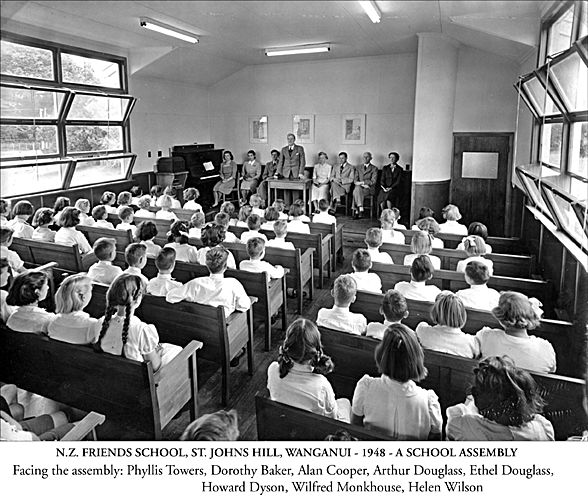 NZ Friends School; a school assembly - 1948