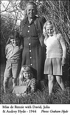 Miss de Renzie with David, Julia and Audrey Hyde - 1944