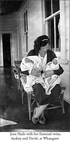 Joan Hyde with her fraternal twins Audrey and David