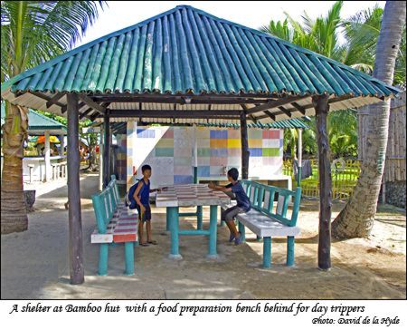 Shelter with food preparation bench behind for day-trippers