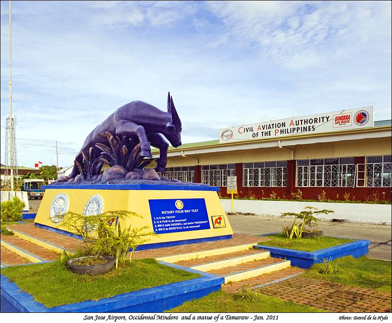 San Jose Airport, Occidental Mindoro and the statue of a Tamaraw