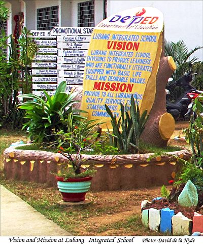 Mission and Vision displayed at Lubang Integrated School