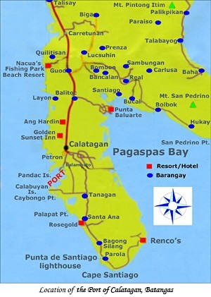 Location of the port of Calatagan, Batangas