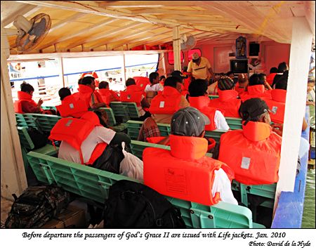 Life jackets issued before departure, God's Grace II 