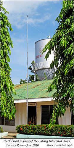 Tv and WI-FI aerial in front of Lubang Integrated School Faculty Room
