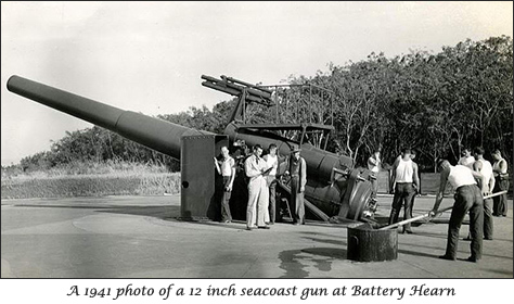 1941 photo of a  Battery Hearn 12 inch seacoast gun 