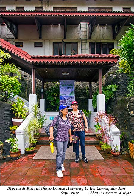 Myrna and Risa at the entrance of Corregidor Inn