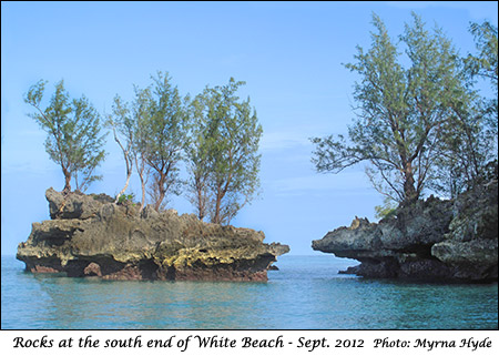 Rocks at the south end of White Beach