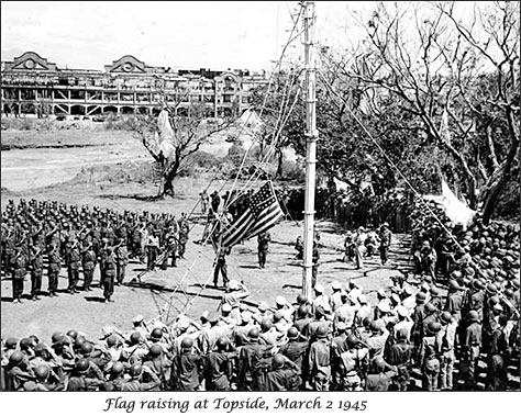 Flag raising at Topside, 2 March 1945