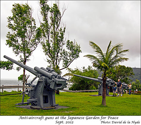 Anti-aircraft guns at the Japanese Garden of peace