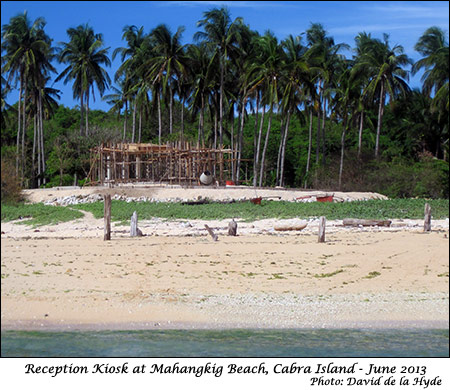 Reception Kiosk under construction at Mahangkig Beach