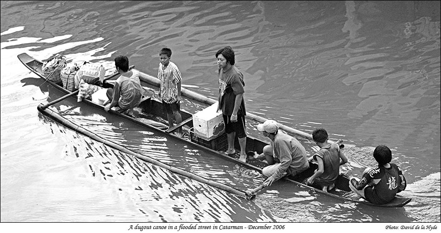 A dugout canoe in a flooded street in Catarman - December 2006