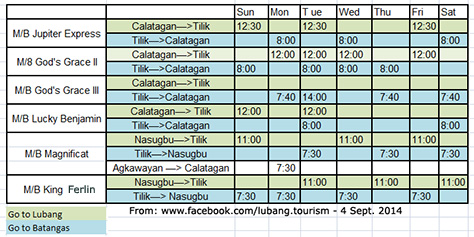 Ferry Schedules - 2014 - Lubang Tourism