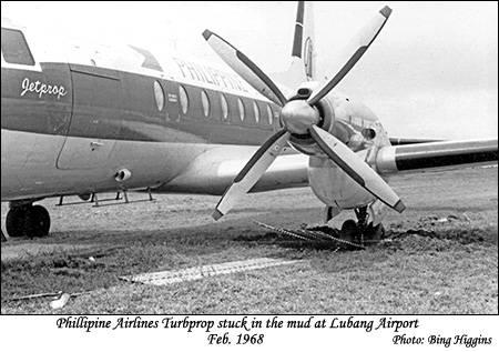 Philippine Airlines Turboprop stuck in the mud at Lubang Airport 1968