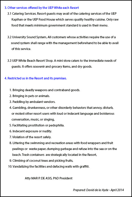 Rules White Beach Resort P2