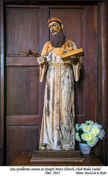 San Guillermo statue at Joseph Mary Church, Club Balai Isabel