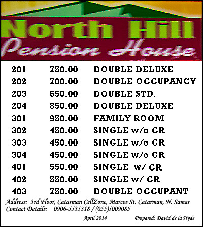 Rates - North Hill Pension House