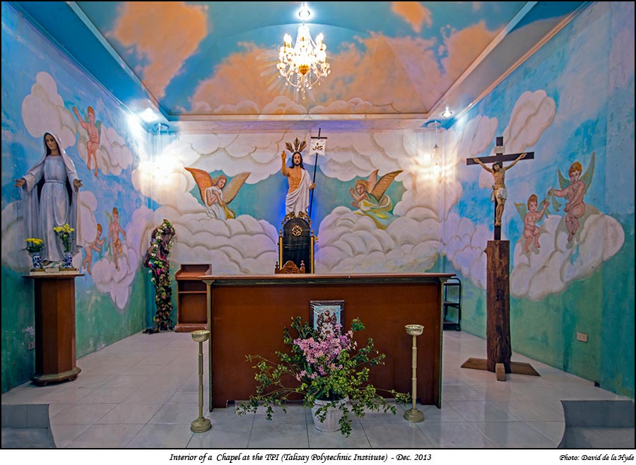 Interior of a chapel at the Talisay Polytechnic Institute(TPI)