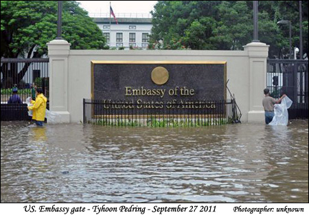 Flooded entrance to US Embassy - 27 Sept. 2011