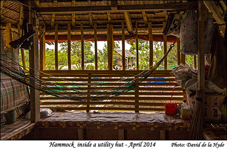 Hammock inside a utility hut