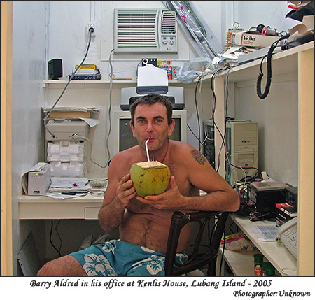 Barry Aldredin the study at Kenlis House,Lubang Island