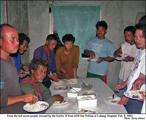 Seven survivors fromthe San Polinar at Lubang Hospital