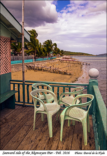 Chairs at the seaward side of the Agkawayan Pier