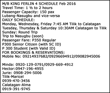 King Ferlin 4 Schedule