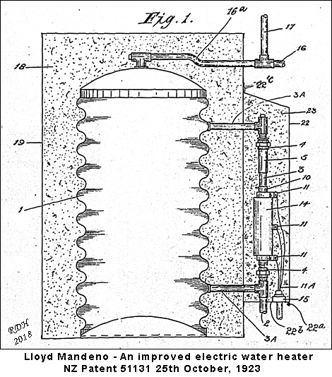 Lloyd Mandeno - An improved water heater - fig.1 - 1923