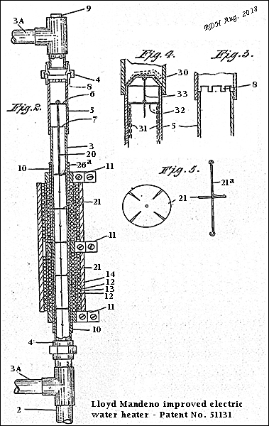 Heating tube in Lloyd Mandeno 1923 patent