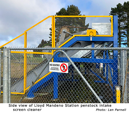 Side view of Lloyd Mandeno Station penstock intake screen cleaner
