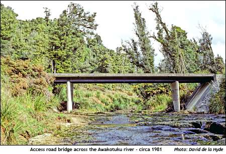 Access bridge across the Awakotuku river