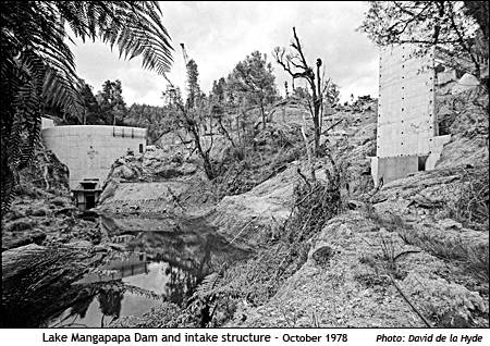 Lake Mangapapa Dam and intake structure - October 1978