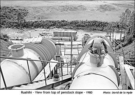 Ruahihi - view from top of penstock slope - 1980