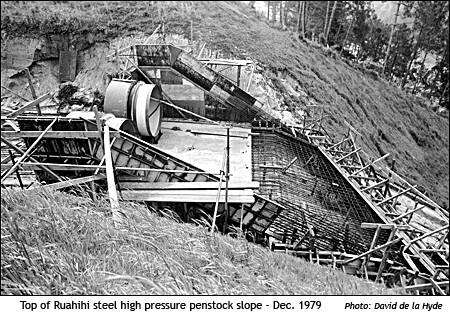 Top of Ruahihi high pressure steel penstock slope