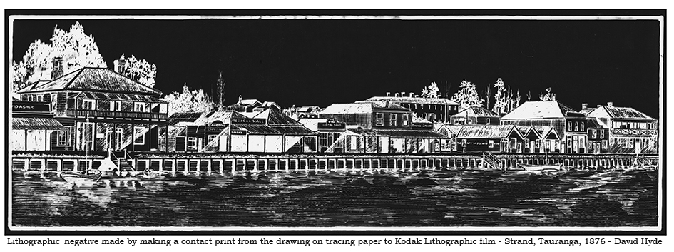 Lithographic negative of The Strand Tauranga - 1876