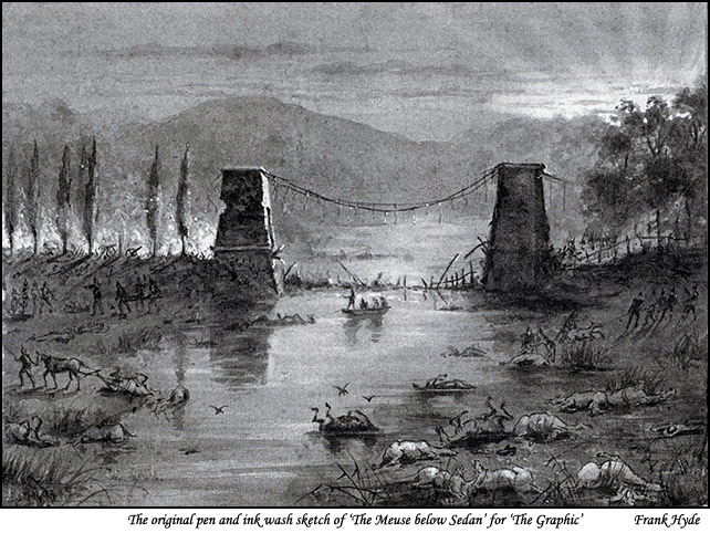 Original pen and ink wash sketch of 'The Meuse River below Sedan'