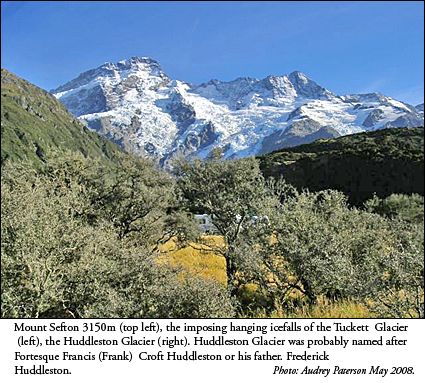 Huddleston Glacier and Mt Sefton from the Camp at Mount Cook Village