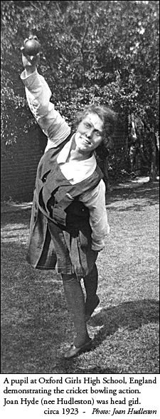 An Oxford High School pupil demonstrating cricket bowling 