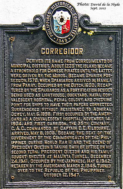 Corregidor Historical Plaque