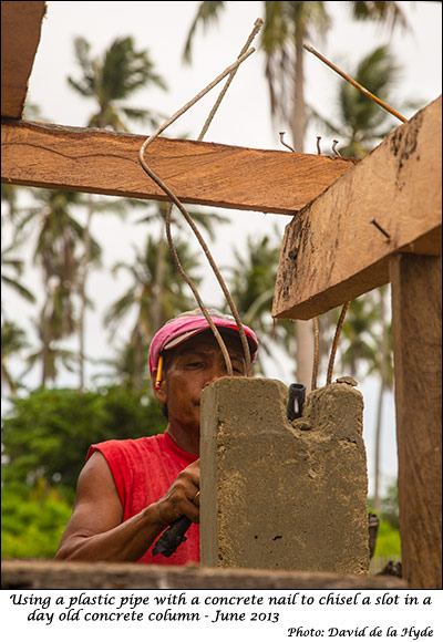 Using a plastic tube and concrete nailas a concrete chisel