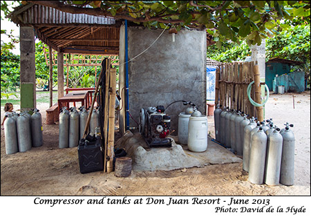 Compressor with dive tanks at Don Juan Resort.